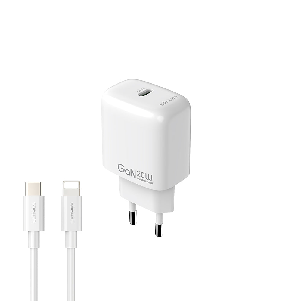 Lenyes LCH90-TC-L Type-C to Lightning GaN Teknolojili PD Hızlı Şarj Özellikli Şarj Seti 20W Lenyes LCH90-TC-L Type-C to Lightning GaN Teknolojili PD Hızlı Şarj Özellikli Şarj Seti 20W